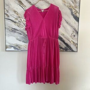 Cato Fuchsia romantic Dress with Ruffle Sleeves Plus size 14/16W